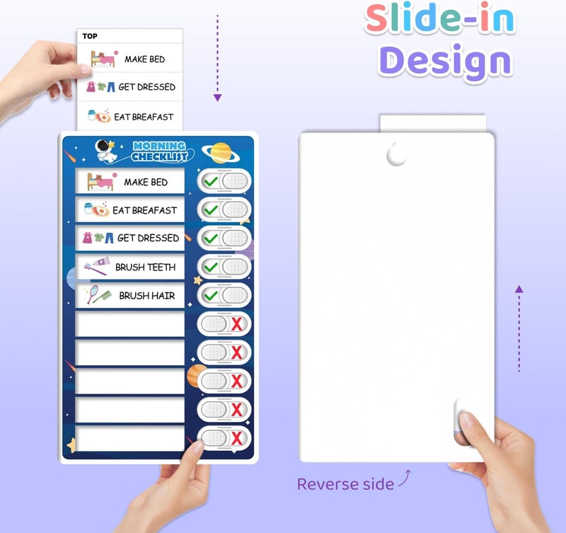 CustomMaster 3 in 1 Bedtime/Morning/Weekly Astronaut Routine Chart for Kids, Magnetic Chore Chart for Toddlers, Visual Schedule for Kids Toddlers Schedule Board for Home - Image 5